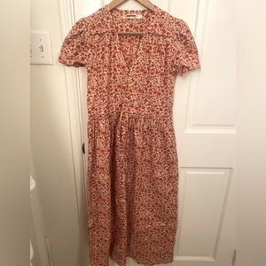 Christy Dawn Mandarin Red Floral Dawn Dress Size XS